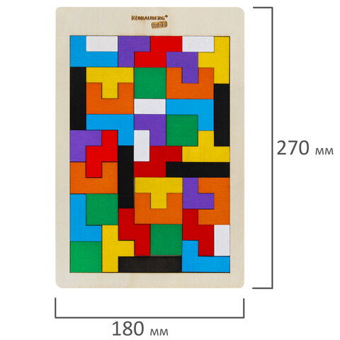 Головоломка развивающая деревянная «Тетрис», цветной, 18×27 см, BRAUBERG KIDS