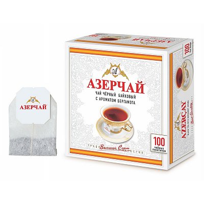 Чай Азерчай Букет черный с бергамотом 100 пакетиков