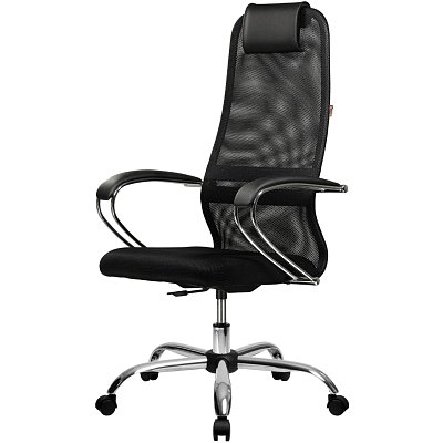 Кресло МТ_EChair 675 TTW сетка/ткань черный, хром