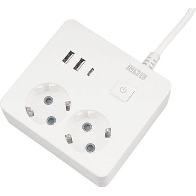 Удлинитель Power Cube, 2р с/з вык.,3USB, 3500 Вт, 16А, 1.9 м, 3×1.0 (белый)
