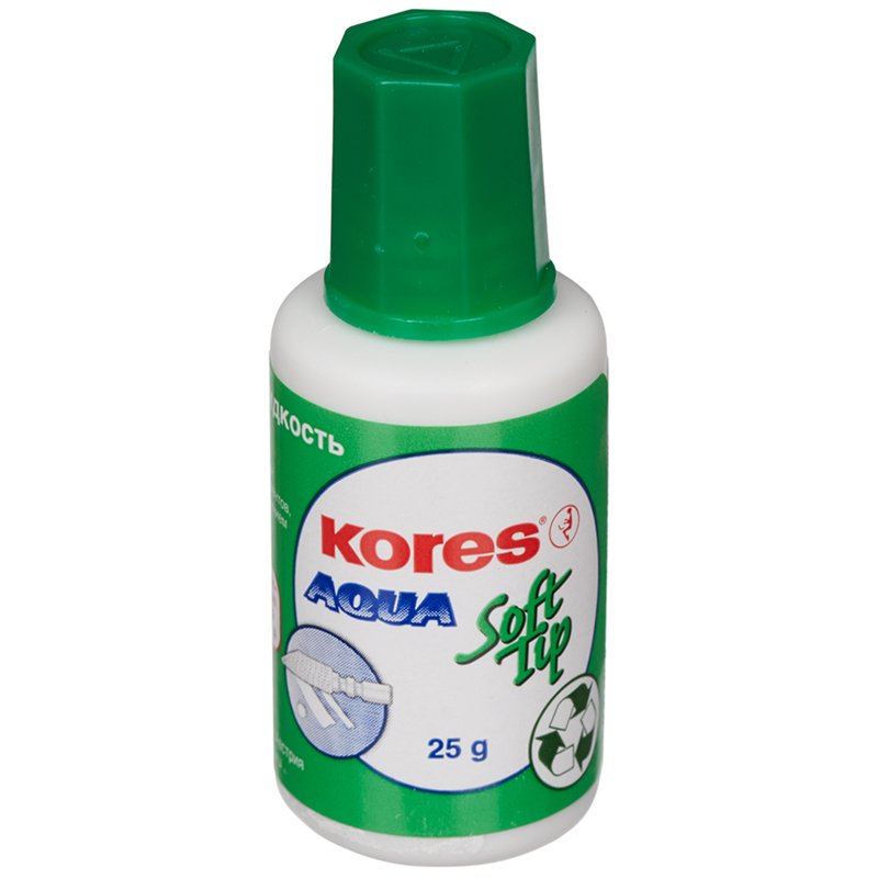 Корректирующая жидкость (штрих) Kores Aqua Soft Tip (20мл, на водной основе)