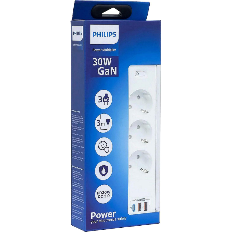 Сетевой фильтр Philips CHP8236WB/51 3р/3м с USB, 10А, белый