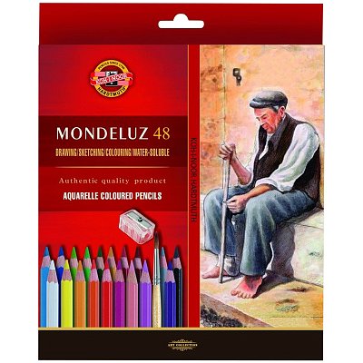 Карандаши акварельные Koh-I-Noor «Mondeluz Old Man», 48цв., заточен., кисть+точилка, картон, европодвес