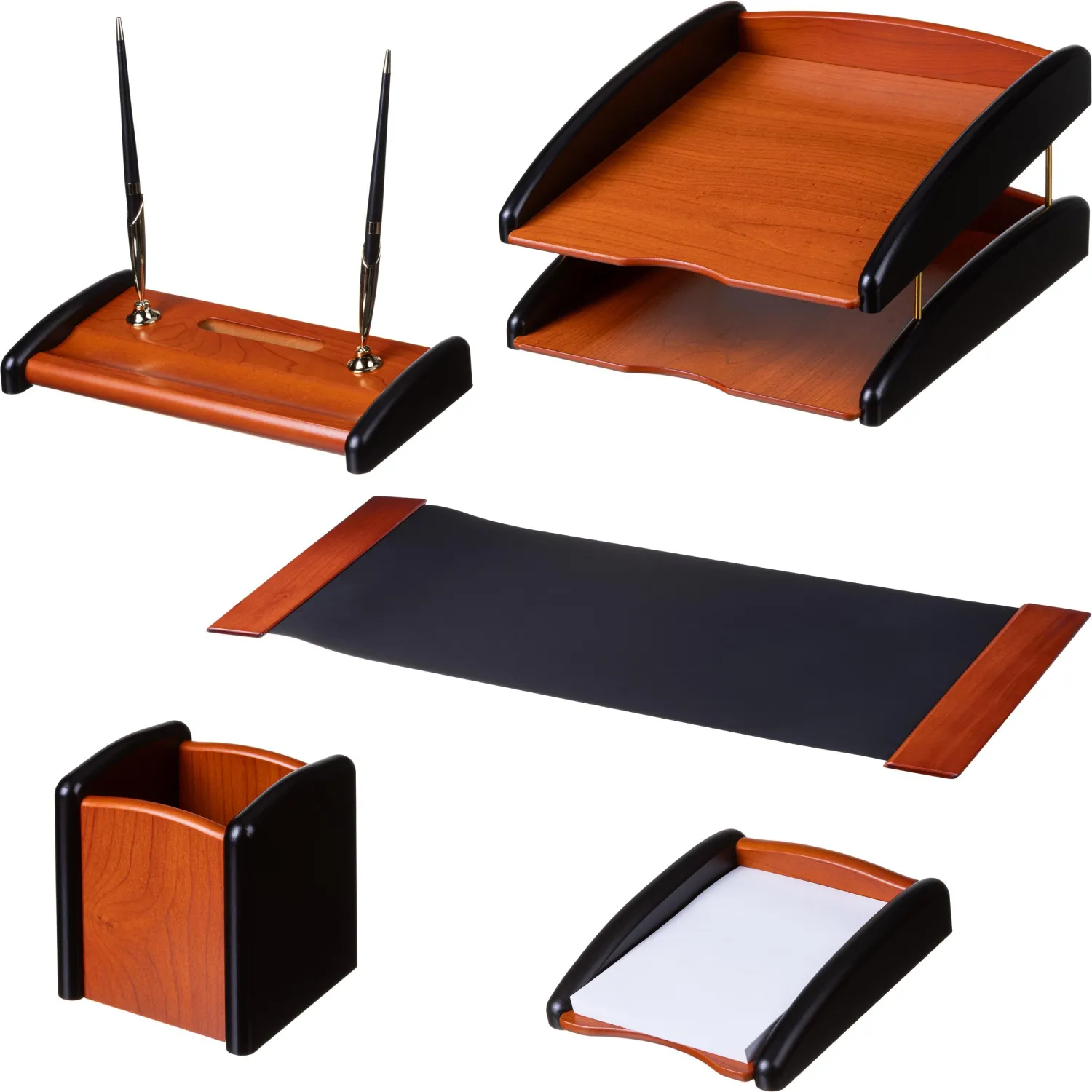 превью Набор настольный RS5M-3A на 5 предметов из МДФ, цвет: палисандровый/черный