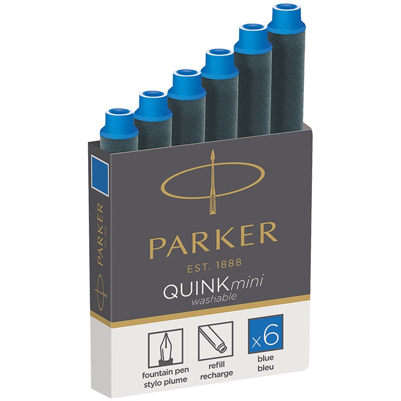 Чернила в патронах Parker синие (мини, 6 штук в упаковке)