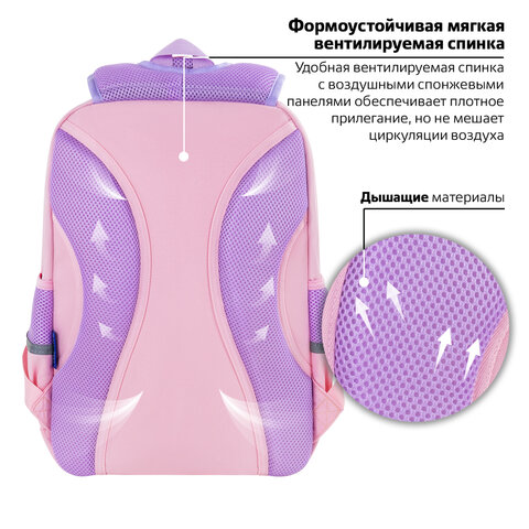 Рюкзак BRAUBERG STAR, 1 отделение, 5 карманов, «Capybara», розовый, 40×29x13 см