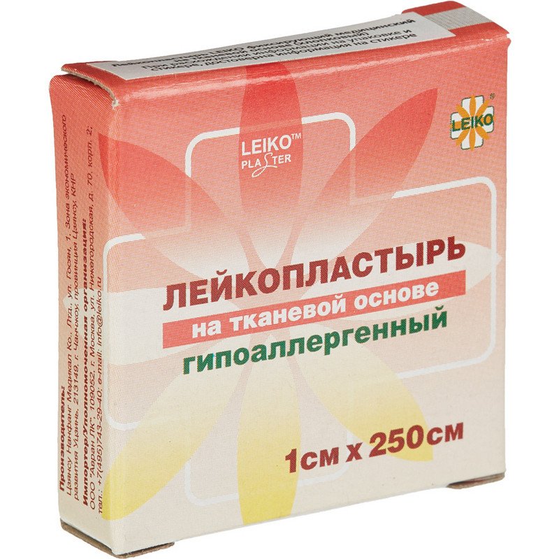 Лейкопластырь Leiko plaster 1 см x 2.5 м на тканевой основе в картонной упаковке