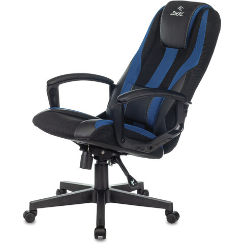 Кресло компьютерное VIKING-9/BL+BLUE, подушка, экокожа/ткань, черное/синее