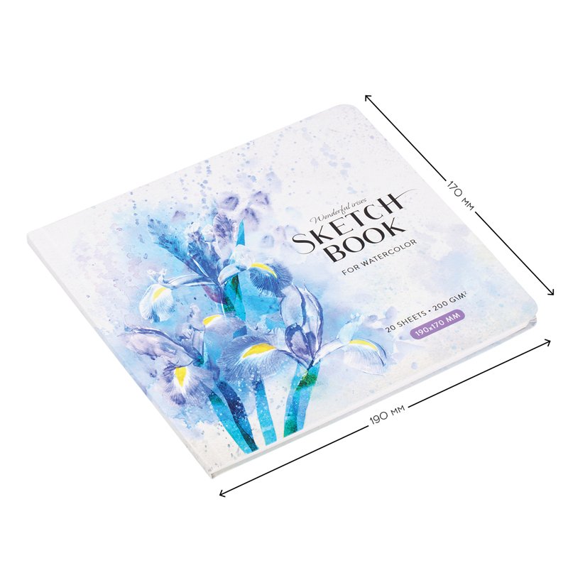 Скетчбук для акварели 20л. 190×170 Greenwich Line «Irises», 200 г/м2