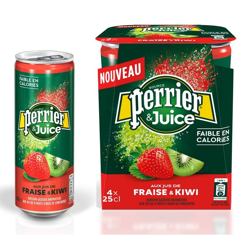 превью Напиток Perrier газированный с соком клубника-киви 0.25 л (4 штуки в упаковке)