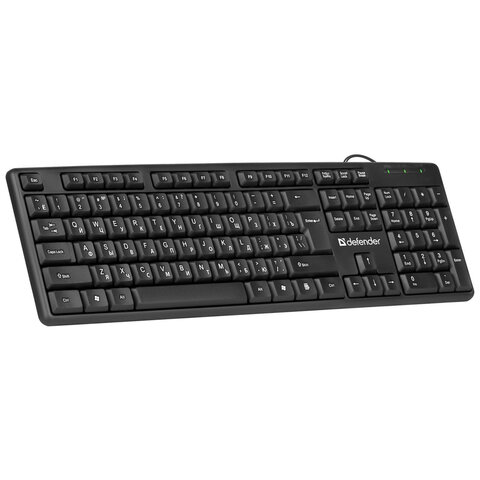 Клавиатура проводная DEFENDER Element HB-520, USB, 104 клавиши + 3 дополнительные клавиши, черная