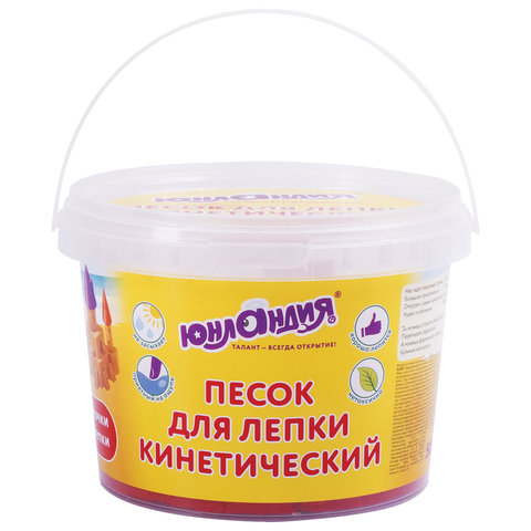 Песок для лепки кинетический ЮНЛАНДИЯ, красный, 500 г, 2 формочки, ведерко