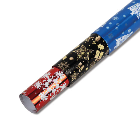 Бумага упаковочная С ЭФФЕКТАМИ новогодняя НАБОР 3 шт. «Хmas Pattern», 70×100 см, ЗОЛОТАЯ СКАЗКА