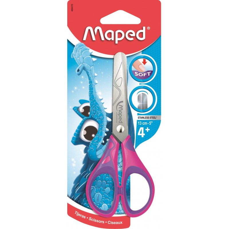 Ножницы MAPED "Start Soft", 130 мм, прорезиненные ручки, ассорти, картонная упаковка с европодвесом