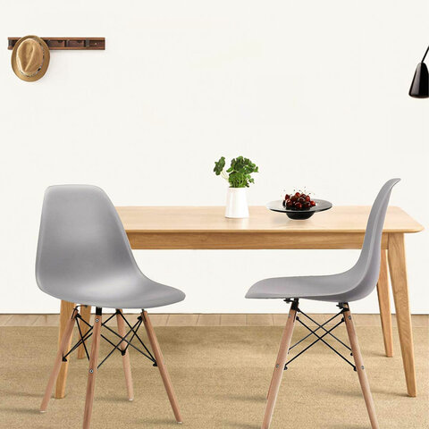 Стулья BRABIX «Eames CF-010», КОМПЛЕКТ 4 шт., пластик серый, опоры дерево/металл, 532632