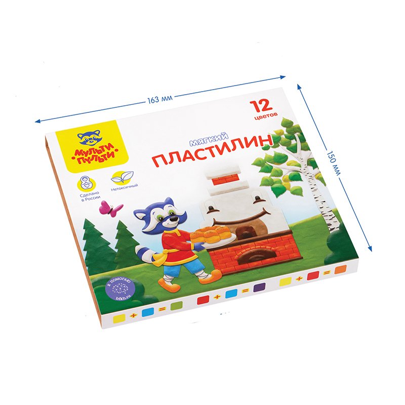 Пластилин Мульти-Пульти «Енот в сказке», 12 цветов, 144г, со стеком, картон