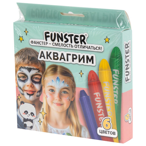 Аквагрим для лица и тела, 6 ярких цветов, FUNSTER (ФАНСТЕР), легко смываются