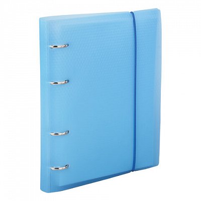 Тетрадь на кольцах А5 (175×220 мм), 120 л., пластиковая обложка, клетка, с фиксирующей резинкой, BRAUBERG, синяя, 403567