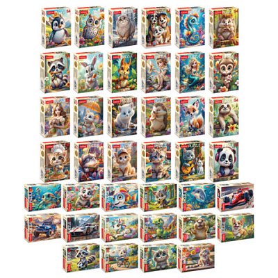 Пазл картонный 54 элемента «ОЧАРОВАТЕЛЬНЫЕ МОРДАШКИ»АССОРТИ40 видов175×130 ммHATBER