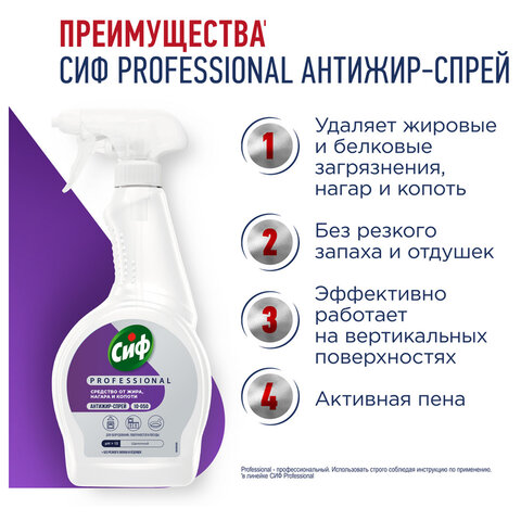 Средство для чистки плитдуховокгрилей от жира/нагара 500 млСИФ «Professional»спрей