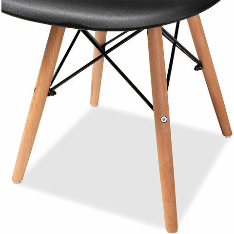 Стулья BRABIX «Eames CF-010», КОМПЛЕКТ 4 шт., пластик черный, опоры дерево/металл, 532631