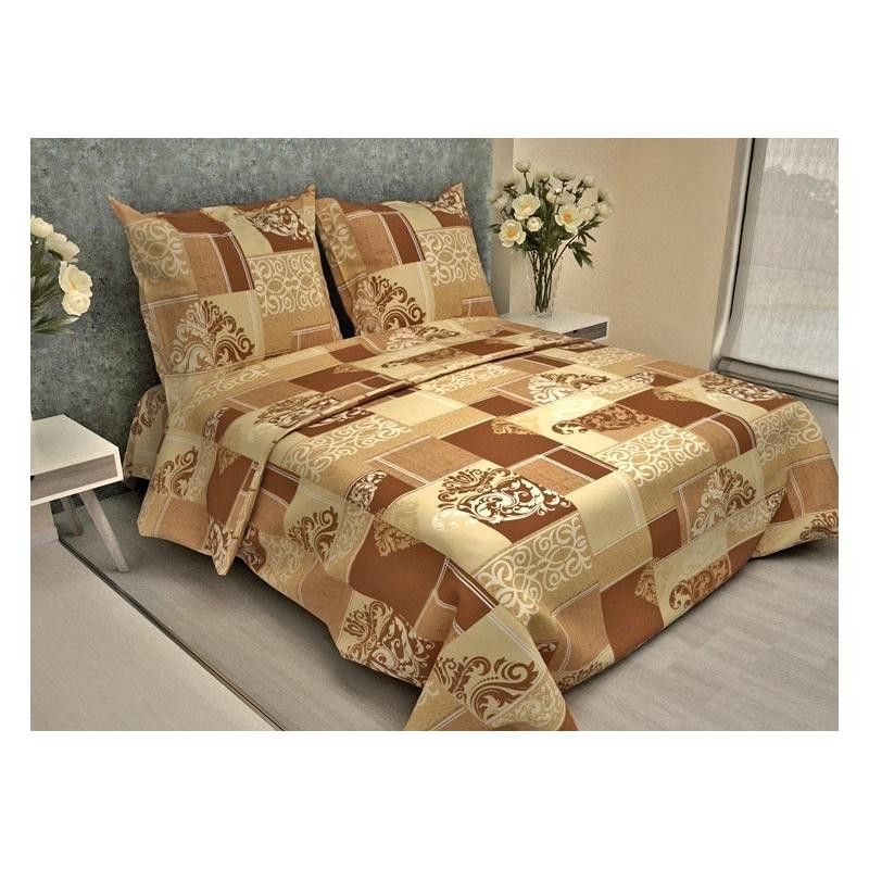 Постельное белье 1.5сп бязь 105г/м2 (нав.70×70 2шт. ), Вензель бежевый