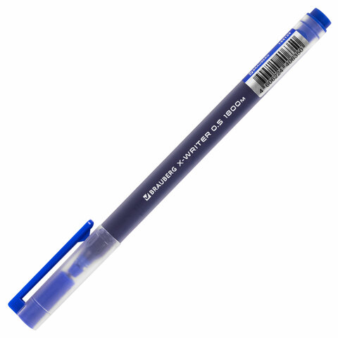 Ручка гелевая BRAUBERG «X-WRITER 1800», УВЕЛИЧЕННАЯ ДЛИНА ПИСЬМА 1 800 м, СИНЯЯ, стандартный узел 0.5 мм