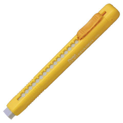 превью Резинка стирательная PENTEL (Япония) «Clic Eraser», 80 мм, выдвижная, пластиковый желтый футляр