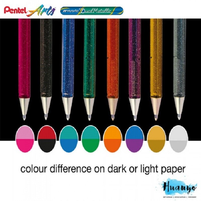 Ручка гелевая Pentel Hibrid Dual Metallic 0.55 мм хамелеон фиолетовый/синий