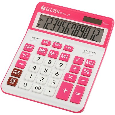 Калькулятор настольный Eleven CDC-120-WH/RD, 12 разрядов, двойное питание, 155×206×38мм, белый/красный