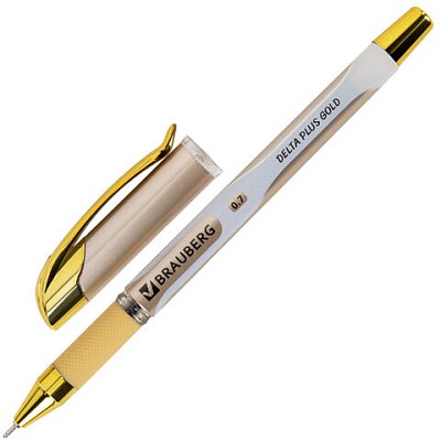 Ручка шариковая масляная с грипом BRAUBERG «Delta Plus Gold», СИНЯЯ, пишущий узел 0.7 мм, линия письма 0.35 мм