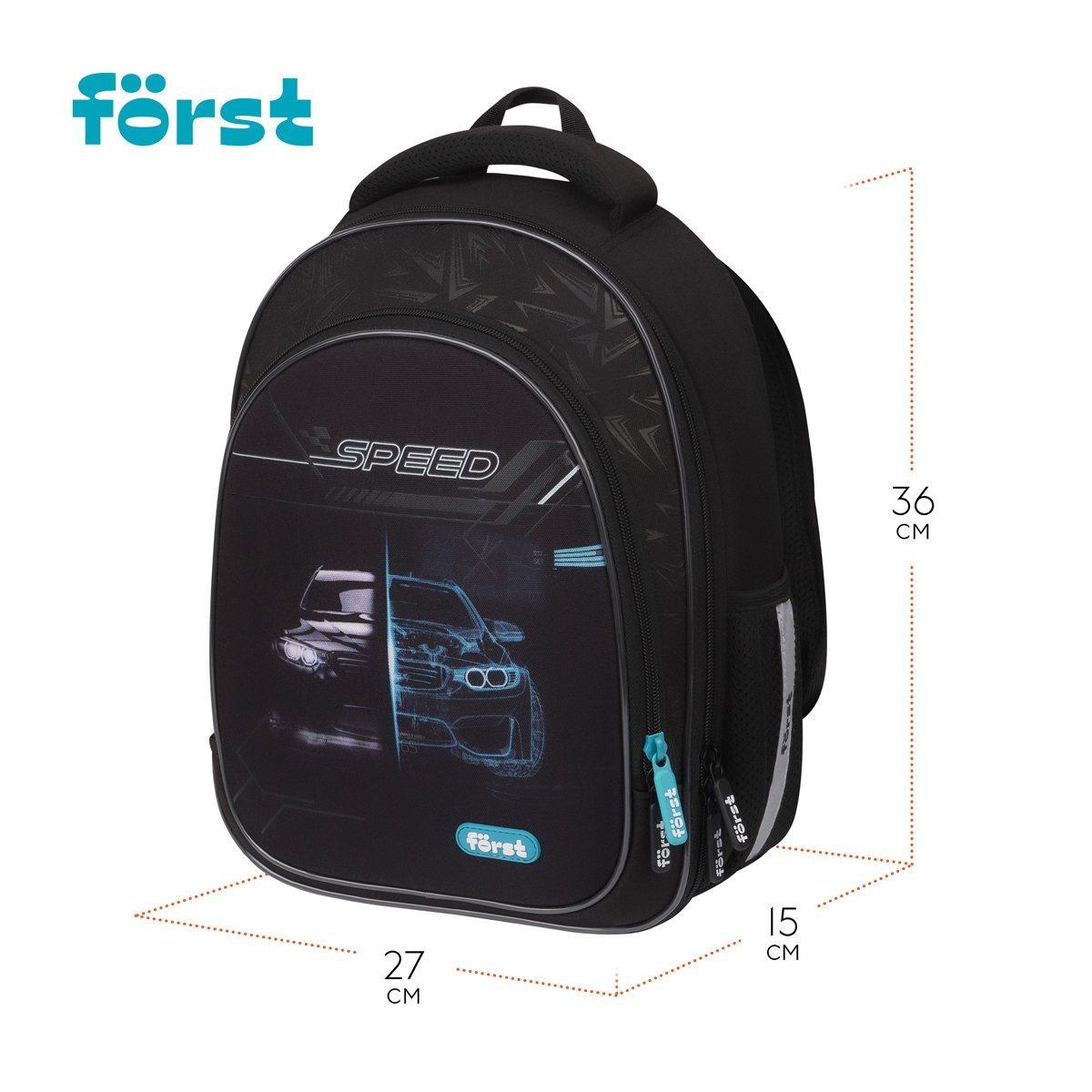 Ранец Först F-Light «Racing speed» 36×27×15см, 2 отделения, 2 кармана, анатомическая спинка