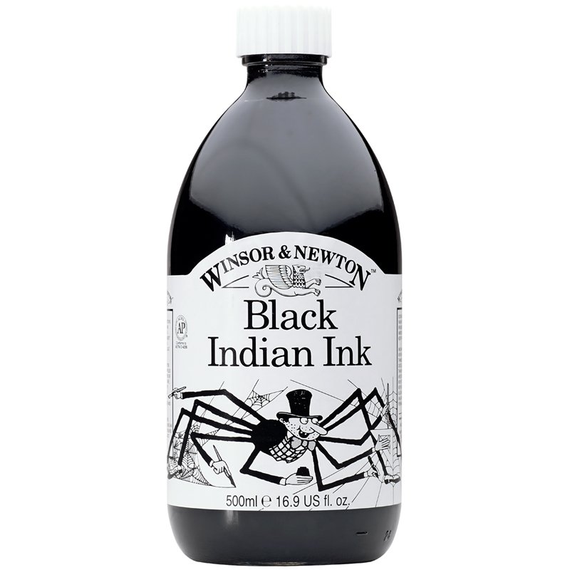превью Тушь для рисования Winsor&Newton, черный (Индийская), 500мл, стекл. флакон. 
