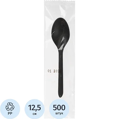 Ложка однор. чайная. ПП набор 1/1 черн. в инд. уп., 500 шт/кор (H11-017)