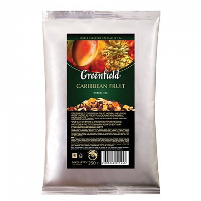 Чай GREENFIELD (Гринфилд) «Caribbean Fruit», фруктовый, манго/ананас, листовой, 250 г, пакет
