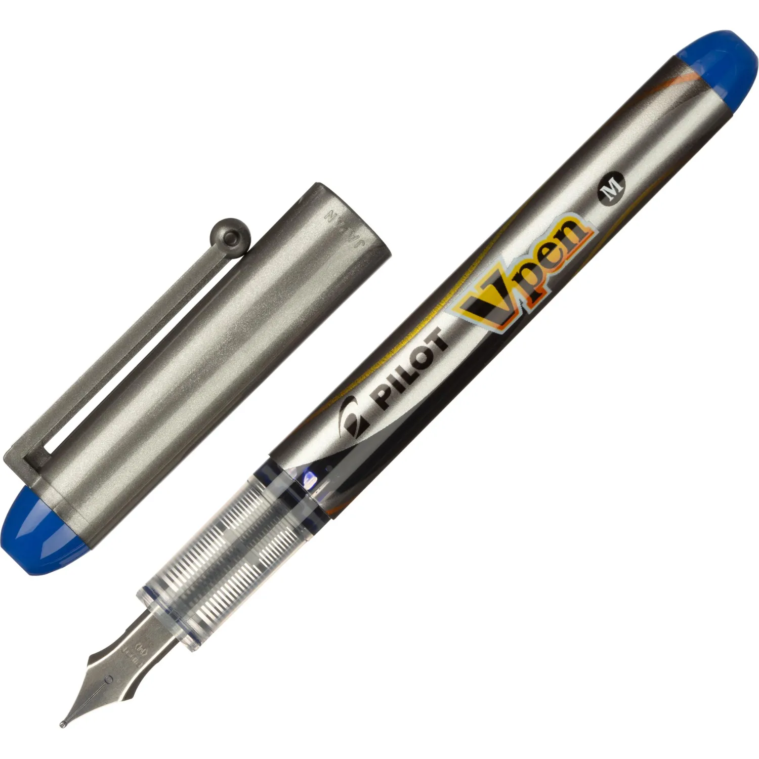 Ручка перьевая одноразовая Pilot SVP-4M V-Pen цвет чернил синий цветкорпуса серый