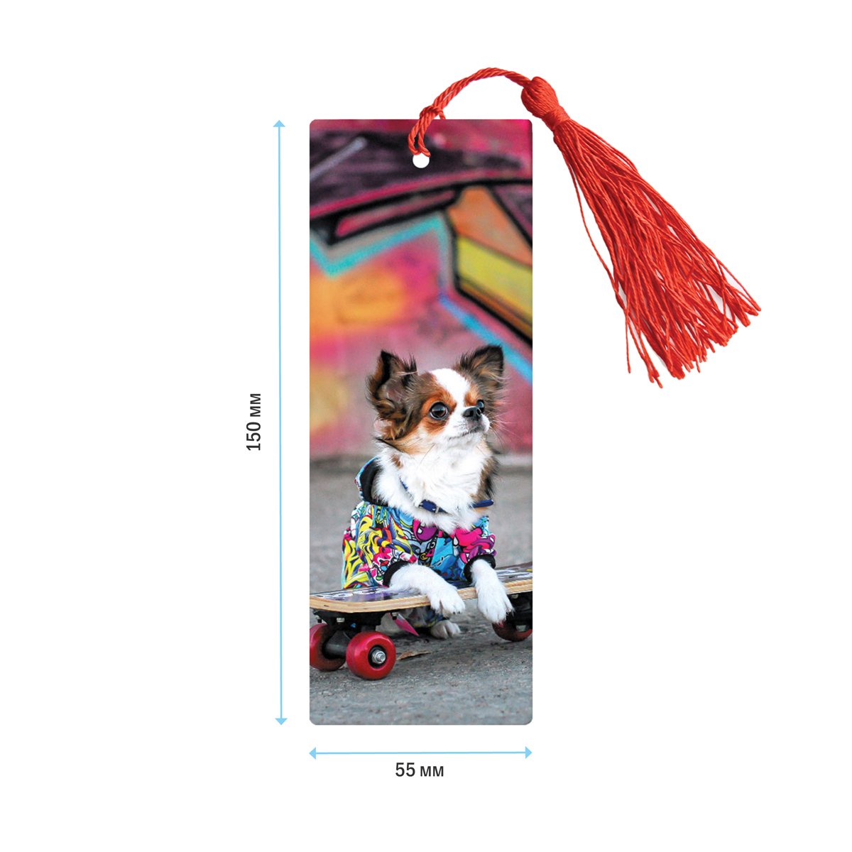 Закладка для книг 3D с линейкой, 150×55мм, ArtSpace «Funny dog», декоративный шнурок
