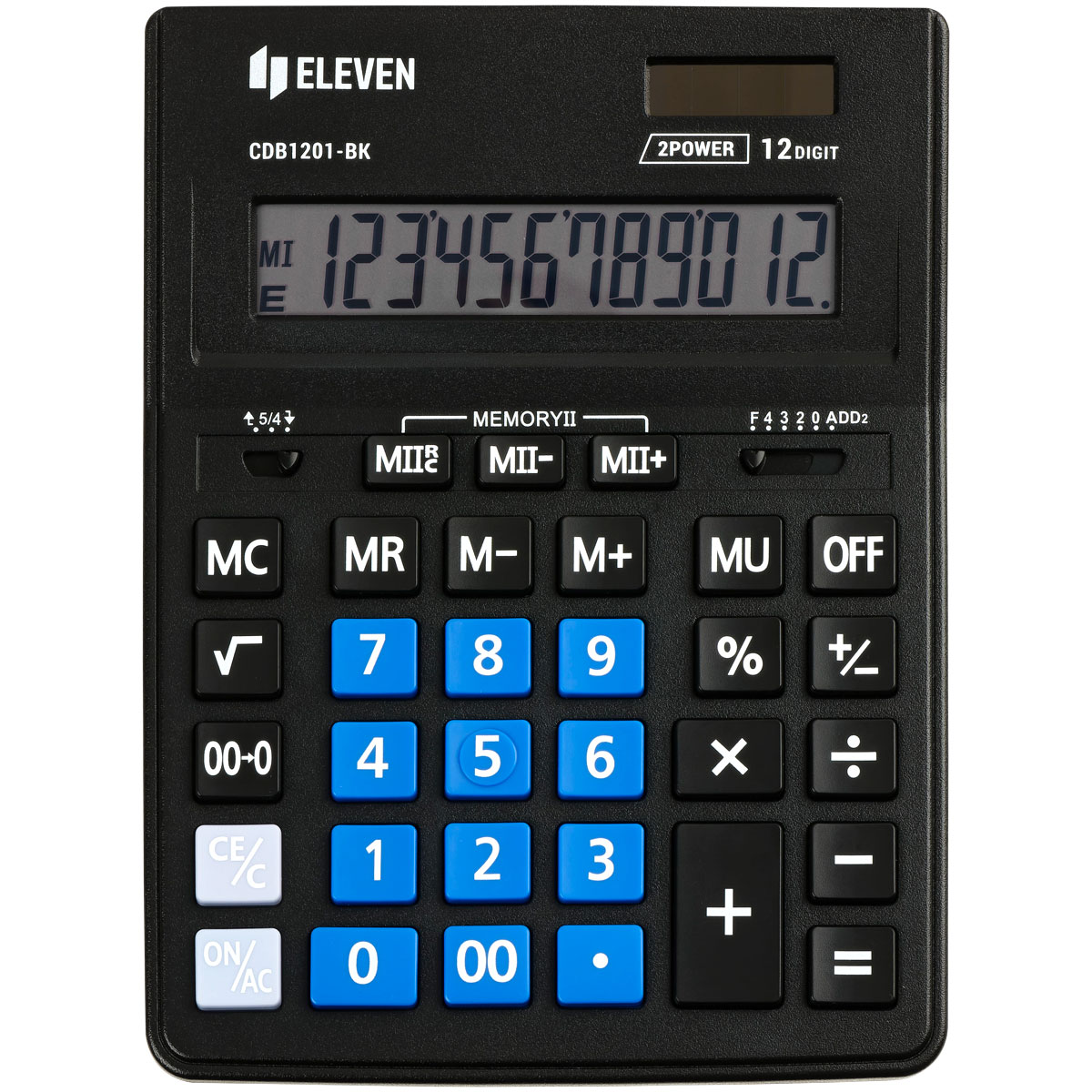 Калькулятор настольный Eleven Business Line CDB1201-BK/BL, 12 разрядов, двойное питание, 155×205×35мм, черный/синий