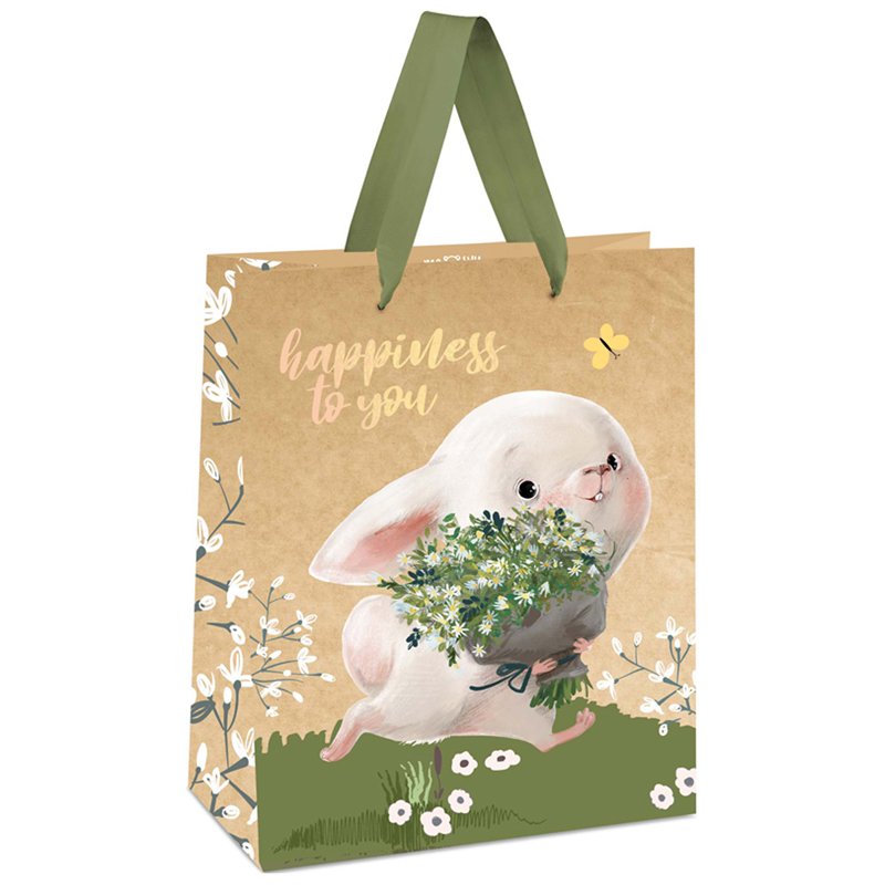 превью Пакет подарочный 26×32×12см MESHU «Happiness to you», отд. фольгой, крафт