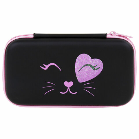 Пенал BRAUBERG SHINY, 1 отделение, 1 откидная планка, EVA, 23×12 см, «Smiling cat»