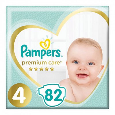 Подгузники 82 шт. PAMPERS (Памперс) Premium Care, размер 4 (9-14 кг)