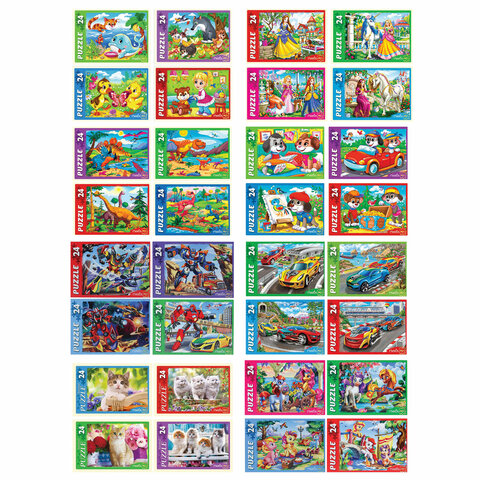 Пазлы картонные 24 элементаКОМПЛЕКТ 32 шт. поле 17.5 х 13 смРК