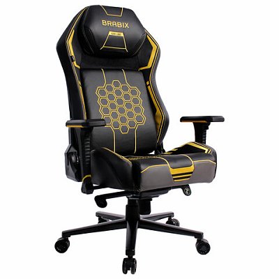 Кресло BRABIX PREMIUM «Tanos GM-180», мультиблок, 4D подлокотники, литой поролон, черное/желтое