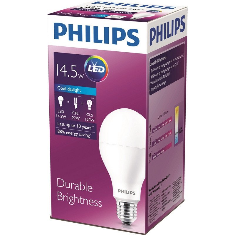 превью Лампа светодиодная Philips 14.5Вт E27 6500k холодный белый A67