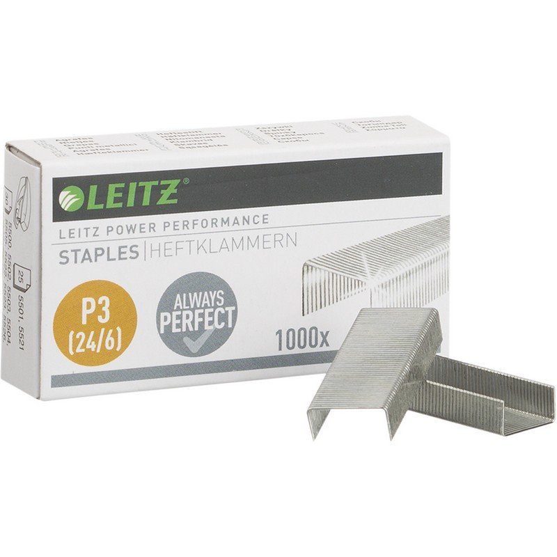 Скобы для степлера № 24/6 LEITZ, никелированные 1000 шт в упаковке