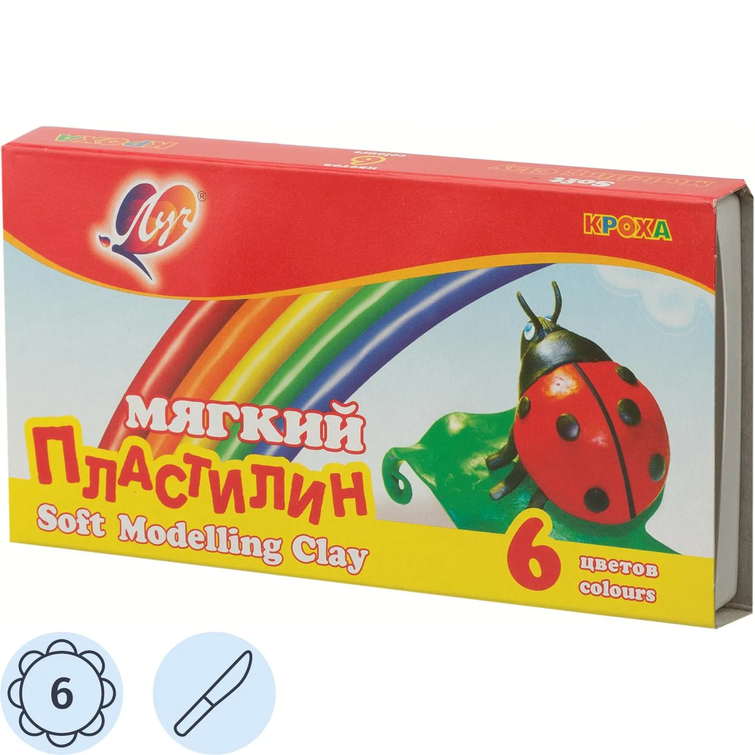 превью Пластилин восковой Луч Кроха 6 цветов 99 грамм