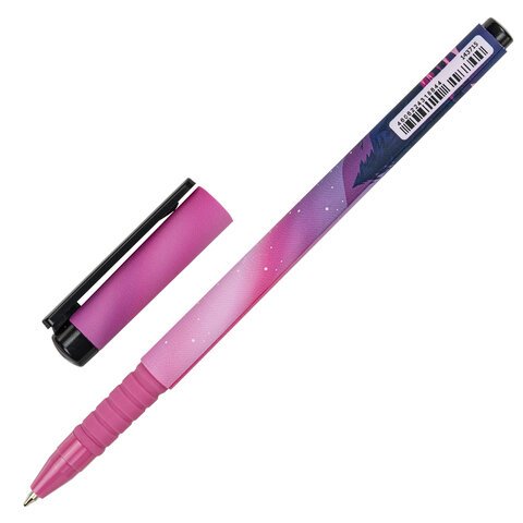 Ручка шариковая BRAUBERG SOFT TOUCH GRIP «STARS», СИНЯЯ, мягкое покрытие, узел 0.7 мм