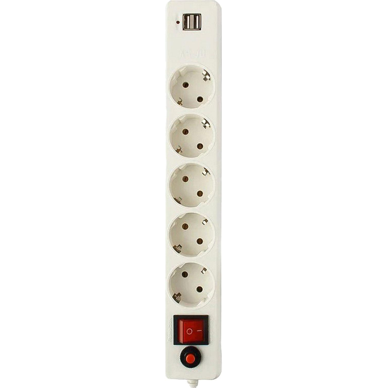 превью Сетевой фильтр Гарнизон ECL-5-U2-W-1.8 5р/1.8м, 10А, 2xUSB, белый