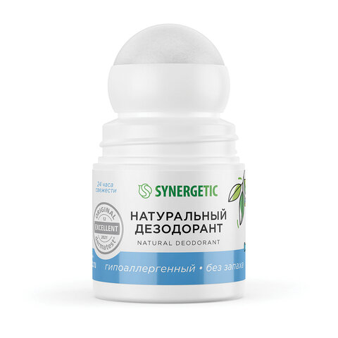 Дезодорант 50 мл, SYNERGETIC «Без запаха», роликовый, натуральный