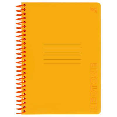 Тетрадь 96л., А5, клетка на пластиковом гребне, BG «Neon. Orange», пластиковая обложка